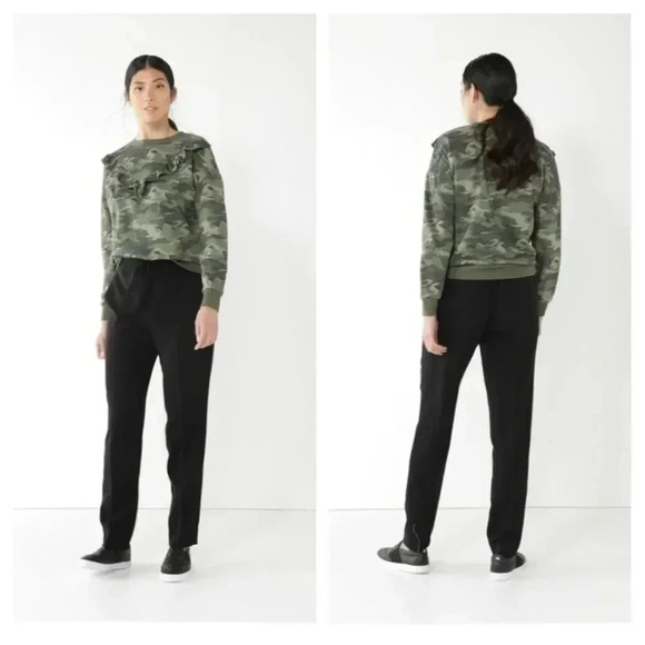{Nine West} Ruffle Yoke Sweatshirt in Camo Print - Picture 5 of 13